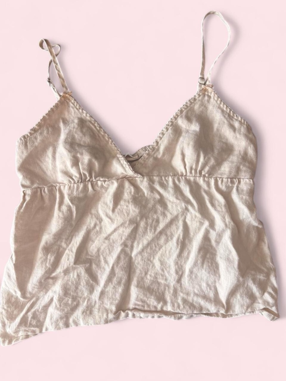 Brandy Melville Cream Lightweight V-Neck Cami Babydoll Top